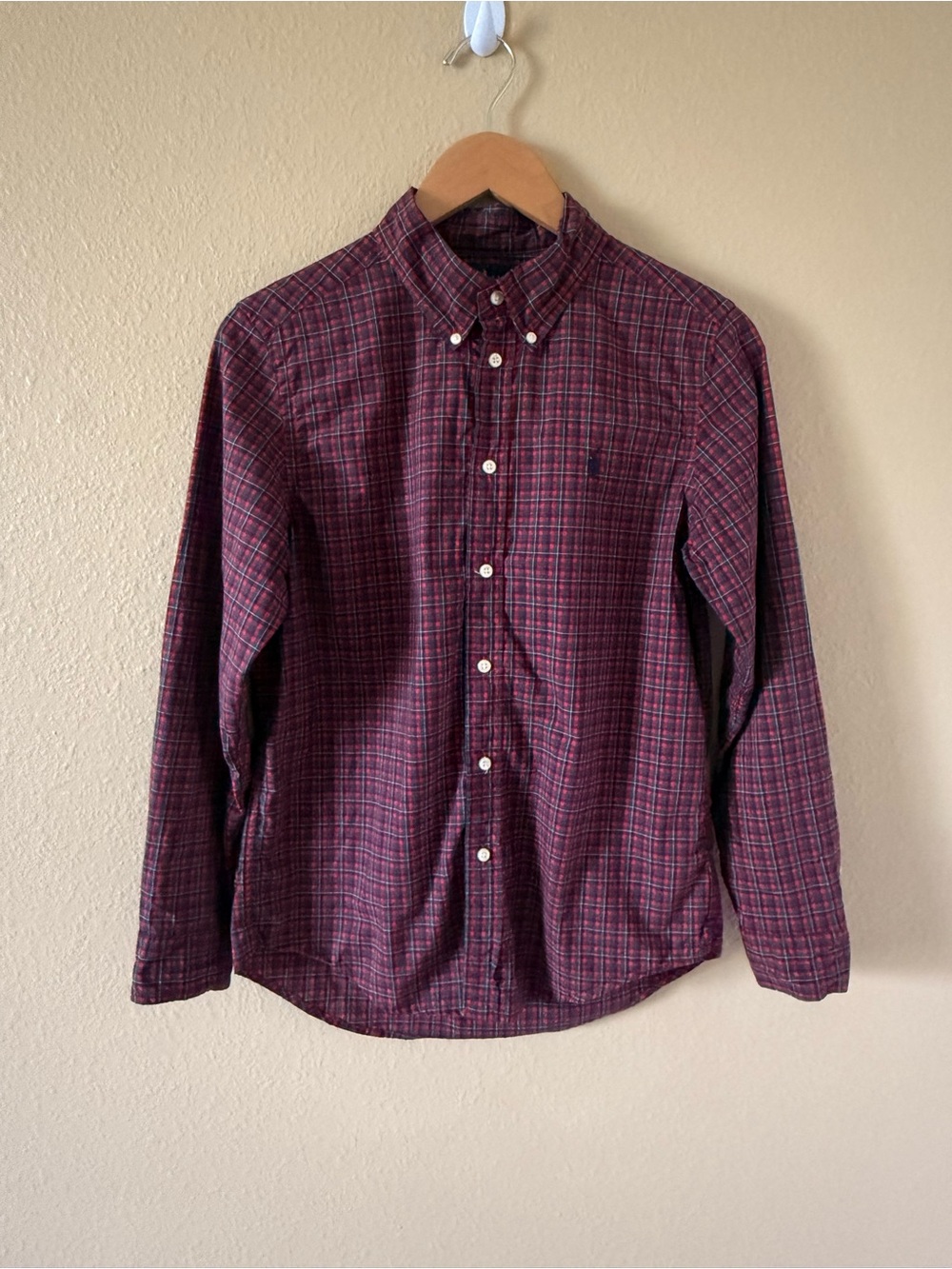Ralph Lauren Boys Long-Sleeve Plaid Button-Down Shirt - Burgundy Plaid